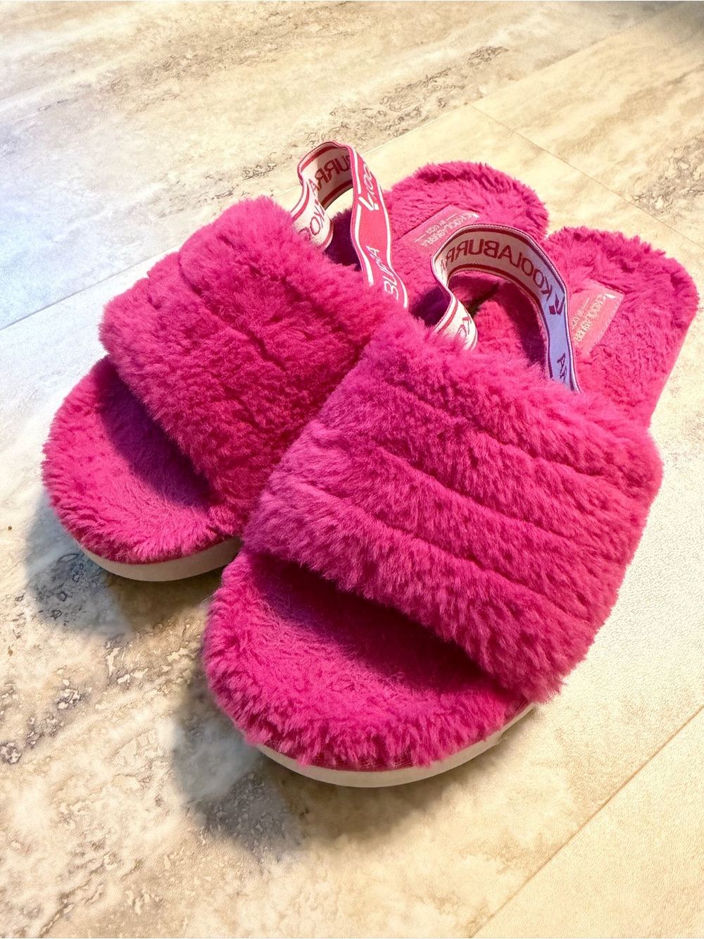 Koolaburra Kids Plush Slide Sandals - Fuchsia Pink